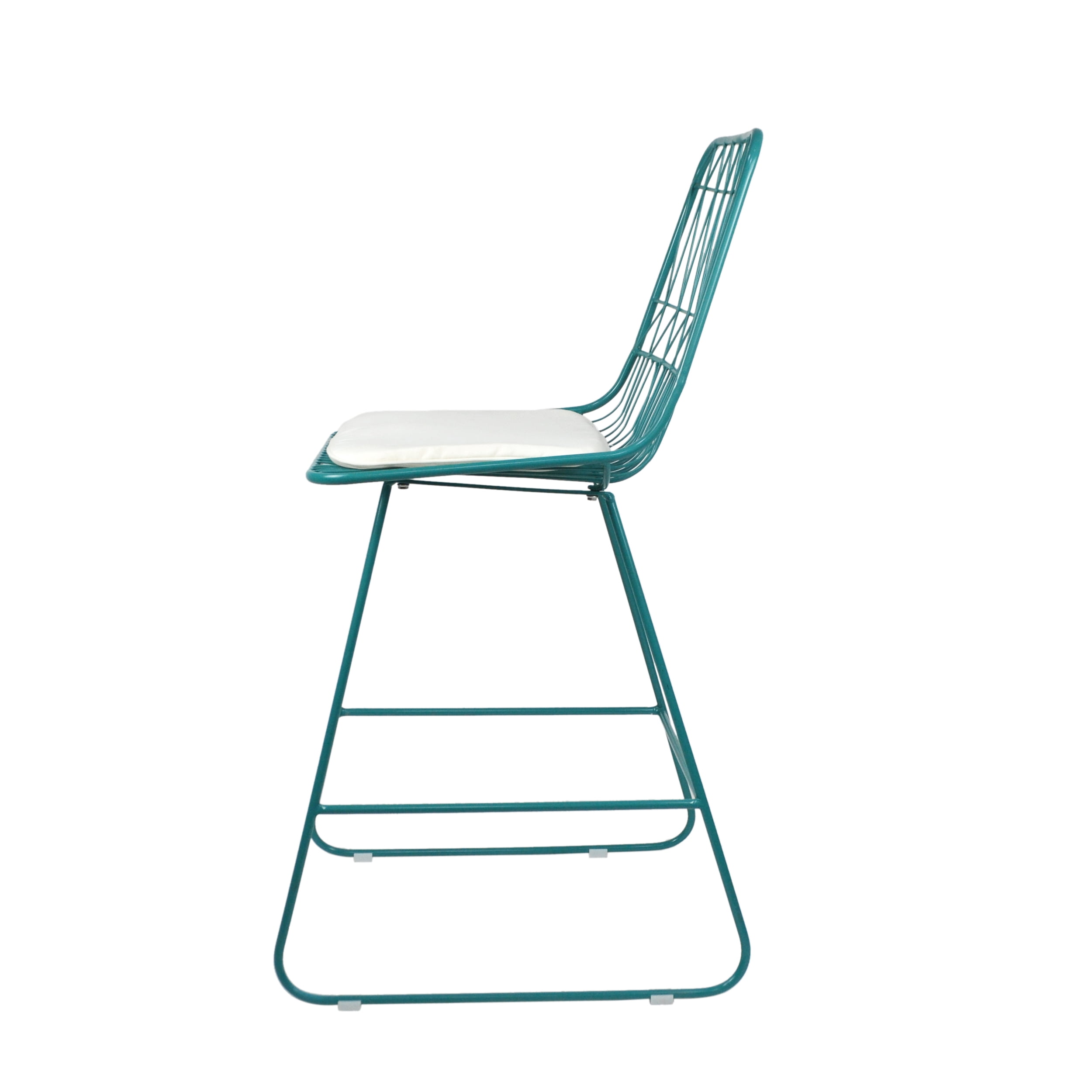 Emory Indoor Wire Counter Stools with Cushions (Set of 2), Teal and Ivory