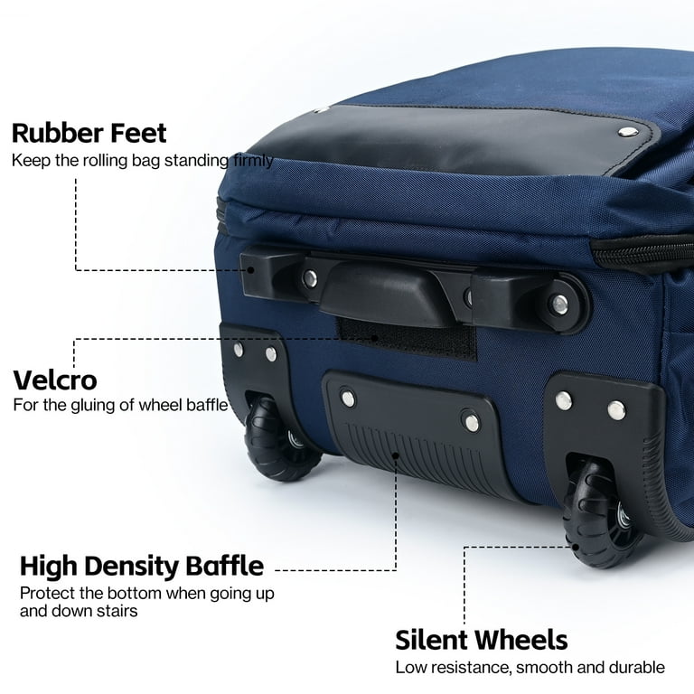 Lychee 18in Rolling Backpack Unisex Business College Bag Waterproof Luggage Trolley Laptop Bag Blue Walmart