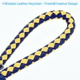 thumbnail image 4 of Braided Leather Keychain with Stainless Steel Key Ring Sleeve, PU Woven Wristlet Lanyard, Yellow Sapphire Blue  2 Pack, 4 of 5