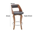 thumbnail image 5 of Benjara Grady 30" Swivel Gray Faux Leather and Walnut Wood Bar Stool, 5 of 5