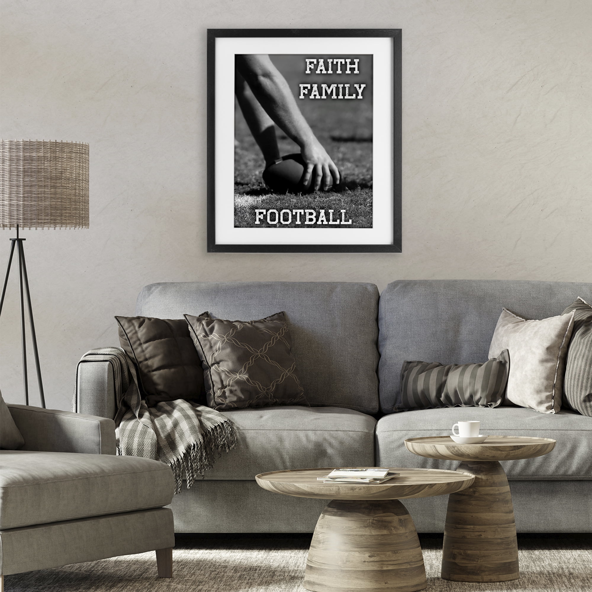 Stupell Industries Faith Family Football Hike Black Framed Print Under Glass, design by Marcus Prime
