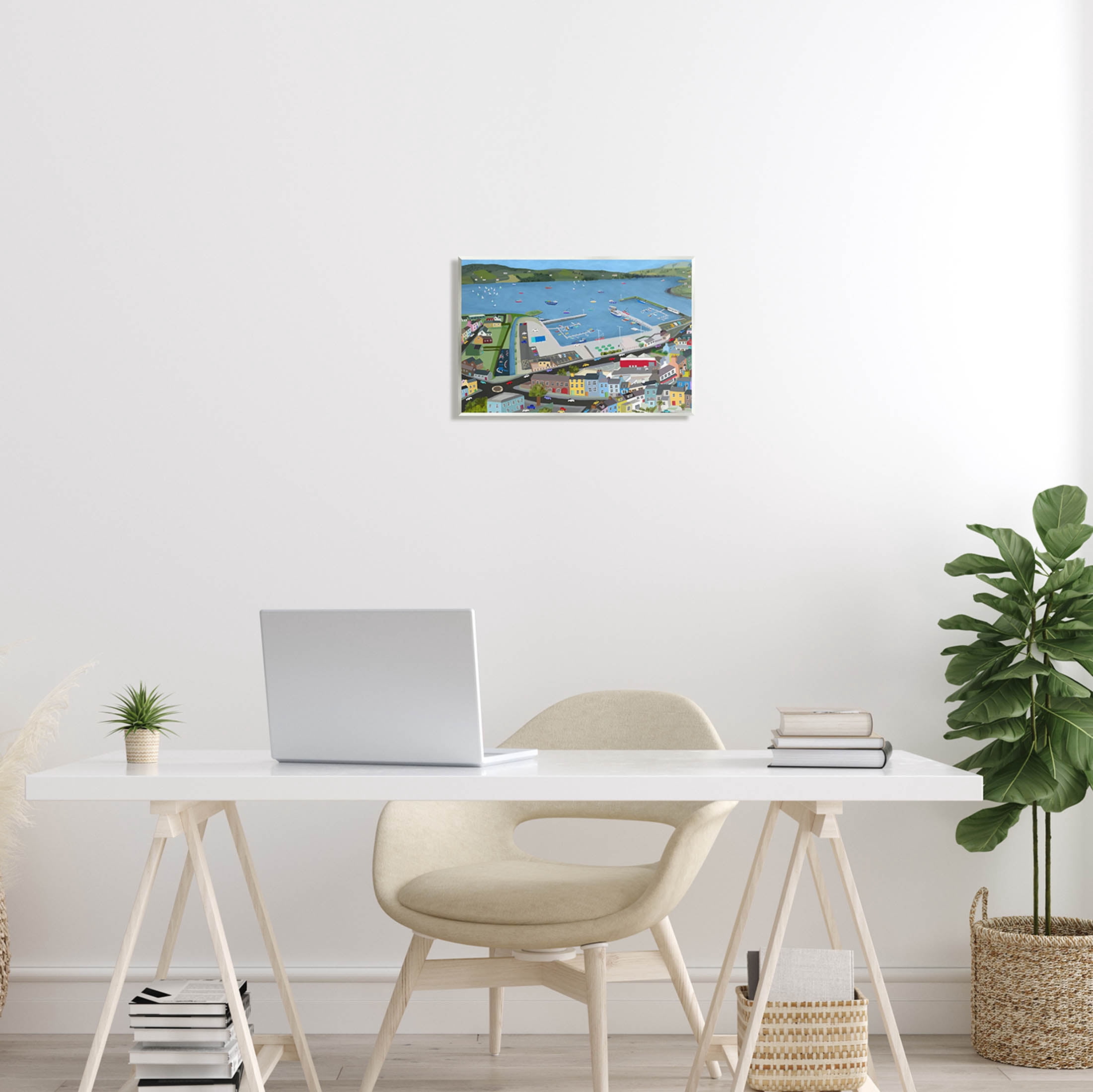 Stupell Industries Ocean Docks Suburb Streets Graphic Art Unframed Art Print Wall Art, Design by Carla Daly
