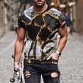 thumbnail image 2 of Clerance-Sale Mens Shirts Fashion Marbling Printing Short Sleeve Men's T-shirts Stylish Big & Tall Plus Size Mens Tops Workout Trendy Crew Neck Daily Tank Tops Men(Brown,3XL), 2 of 5