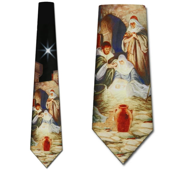 Nativity Tie - Away in the Manger Necktie Christmas