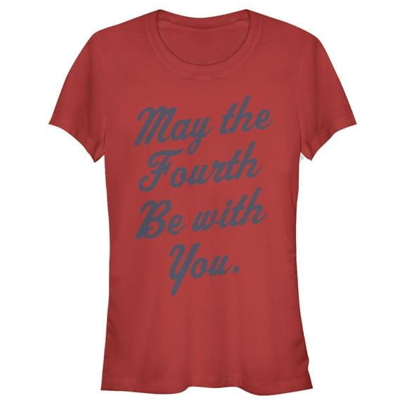 Junior's Star Wars May the Fourth Cursive Graphic Tee Red X Large