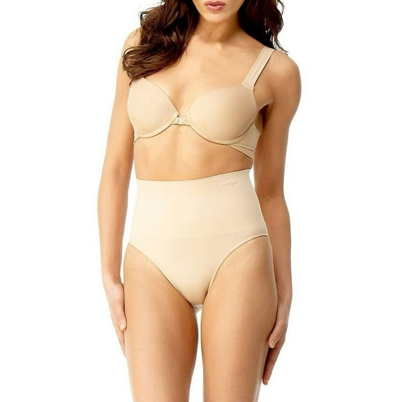 Women's MeMoi MSM-101 SlimMe Seamless Hi Waist Control Brief Panty (Nude S)
