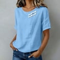 thumbnail image 4 of Womens Short Sleeve Tops Summer Tshirts Round Neck Casual Basic Tee Work 2026 Trendy Outfits with Decorative Buttons, 4 of 8