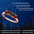 thumbnail image 2 of Gem Stone King 18K Rose Gold Plated Silver Green Mystic Topaz and Red Garnet Engagement Ring for Women | 1.65 Cttw | Round 5MM | Gemstone November Birthstone | Size 8, 2 of 6