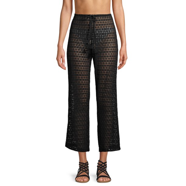 Time and Tru Women's Crochet Swimsuit Coverup Pants