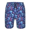 thumbnail image 3 of Logiee Blue Skull Flower Print Mens Swim Trunks Quick Dry Board Shorts,Breathable Hawaii Beach Shorts Swimwear Bathing Suits-Small, 3 of 6