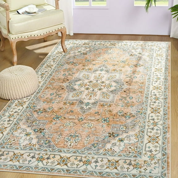 Junovo 5'x7'Rugs for Living Room Boho Rug Floor Carpet,Beige