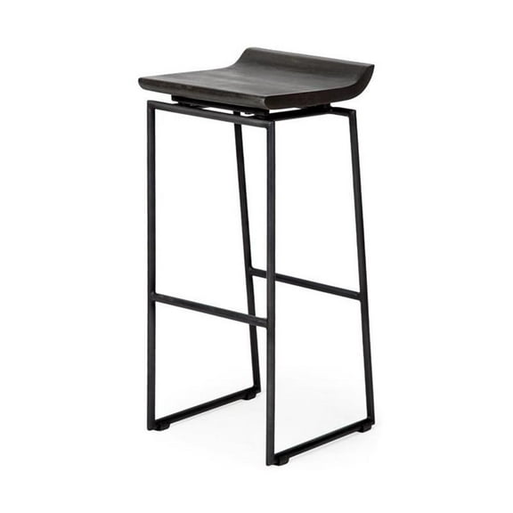 Mercana Givens 30.25" Seat Height Black Wood Seat Black Metal Base Stool
