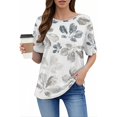 thumbnail image 2 of WZXFASHION Hauts d'Été pour Femmes 2025 Col Rond Manches Courtes T-Shirts Blouses Décontractées Mignons Imprimés Tees Tenues Amples Tendance 50 % de Réduction Liquidation T-shirt Manches Courtes pour Femmes, 2 of 6