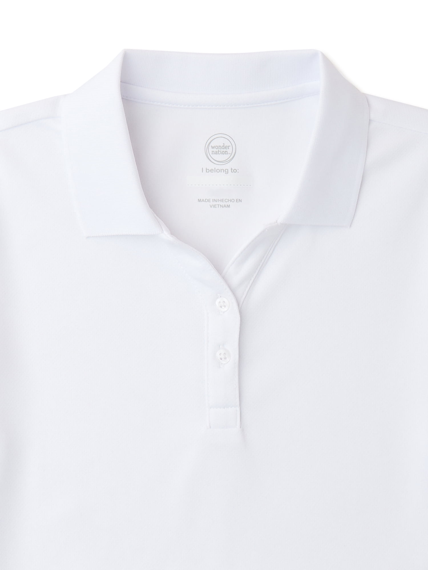Wonder Nation Girls School Uniform Short Sleeve Performance Polo Shirt, 2-Pack, Sizes 4-18
