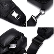 BULLCAPTAIN Leather Sling Crossbody Bag for Men, Magnetic Closure, Black