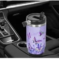 thumbnail image 6 of 30oz Purple Butterfly Tumbler with Handle Flip Straw Leak Proof Insulated Tumbler Butterfly Coffee Mug with Handle Butterfly Gifts for Women/Mom, 6 of 6