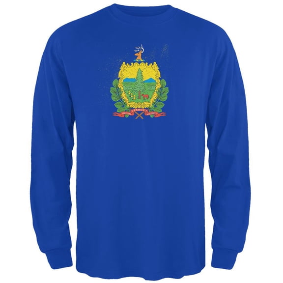 Born and Raised Vermont State Flag Mens Long Sleeve T Shirt Royal MD