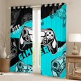 thumbnail image 2 of Feelyou Gaming Gamer Kids Curtains Pack of 2 (42x84 Each), Game Gamepad Controller Curtains Blackout, Cyan Cartoon Style Bedroom Curtains, Black Out Curtains Decor, 2 of 6