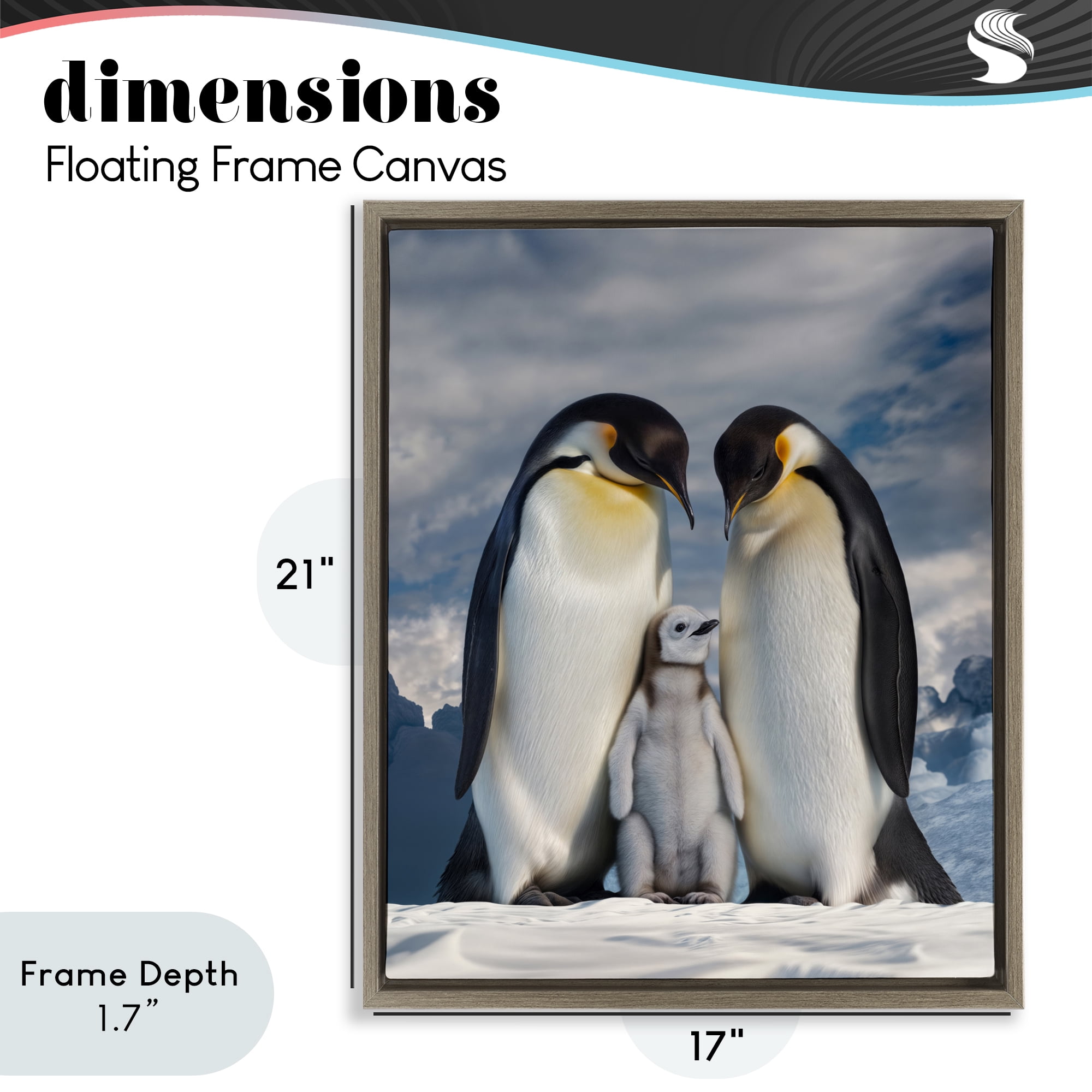 Stupell Industries Penguins In The Wild Brown Framed Floater Canvas Wall Art, design by Scott Stulberg