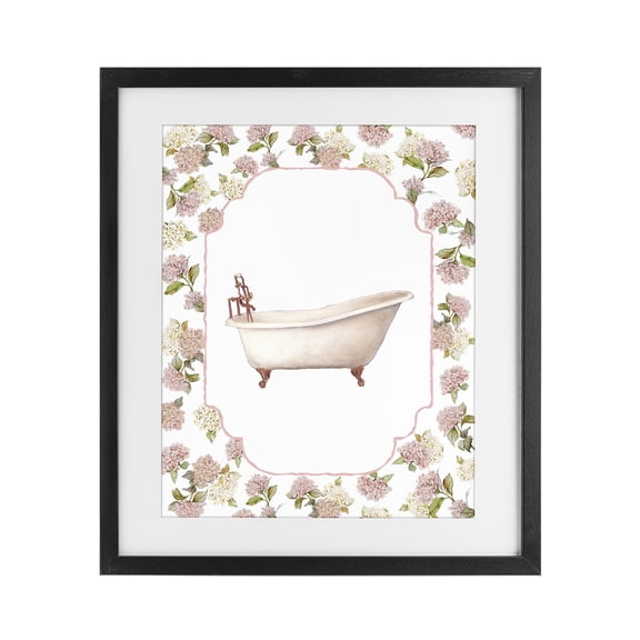 Stupell Industries French Country Elegant Hydrangeas Bathtub Black Framed Print Under Glass, 13 x 16, by Carol Robinson