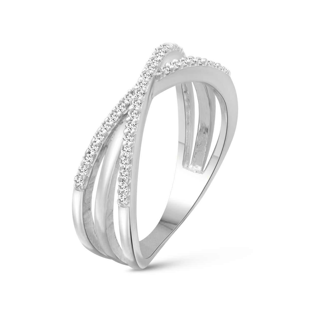 JewelersClub 0.925 Sterling Silver Criss Cross Ring – 1/4