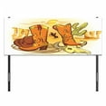 thumbnail image 3 of Western Headboard, Illustration Old Wild West Elements Rope Shoes and Image of Cowboy Print, Upholstered Decorative Metal Bed Headboard with Memory Foam, Full Size, Yellow Orange, by Ambesonne, 3 of 4
