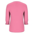 thumbnail image 5 of Loopsun Womens Fall Tops, 3/4 Sleeve T Shirts for Women, Womens Casual Solid 3/4 Sleeve Pleated Cuffs V Neck Pullover Top Pink, XL, 5 of 5