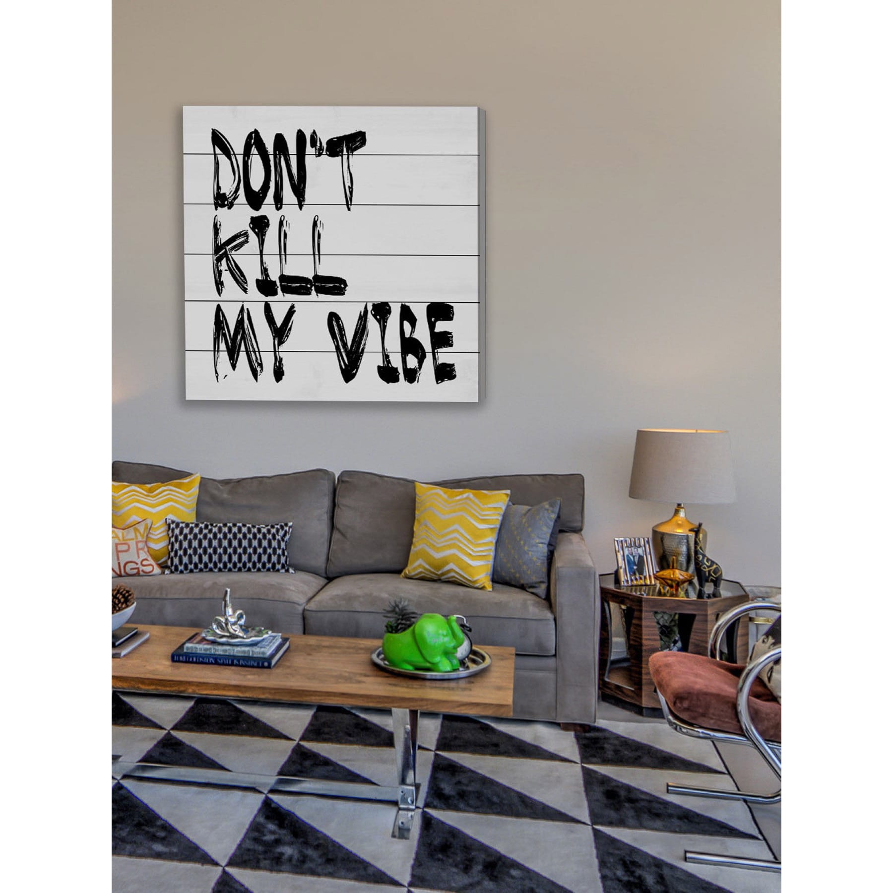 Marmont Hill "Don't Kill My Vibe" by Diana Alcala Painting Print on White Wood