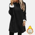 thumbnail image 5 of qolati Fleece Hoodies for Women Sherpa Lined Fall Winter Warm Hooded Sweater Oversized Tunic Pullover Tops with Pockets Black M, 5 of 5