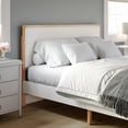 thumbnail image 5 of Martha Stewart Queen Size Solid Wood Platform Bed with Upholstered Base and Inset Headboard, Wood Slat Bottom, No Box Spring Needed, Light Beech/Snow, 5 of 11