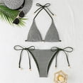 thumbnail image 6 of JoveMarine Women's Sexy String Bikini Set Three-Piece Beach Swimsuit with Micro Bottom & Cover Up for Summer Vacation and Pool Party Army Green L, 6 of 9
