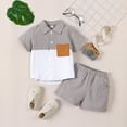 thumbnail image 2 of TOWED22 Toddler Baby Boy Clothes Summer Short Sleeve Truck Print T-Shirt Tops Solid Color Shorts Set Summer Outfit 2Pcs(Grey,18-24 M), 2 of 9