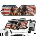 thumbnail image 2 of Uorisanigo Horse American Flag Windshield Sun Shade for Jeep Wrangler TJ JK JKU 1996-2018, Car Sunshades Heat Shield, Aluminum Foil Structure Protect Your Car from Sun Heat & Glare Best UV Ray, 2 of 7