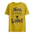 thumbnail image 4 of Weikingp Crew Neck T Shirts For Women Womens Summer Tops Women's Dandelion Printed Shirt Short Sleeve Round Neck T Shirt Fashion TopGraphic Tees For Women Yellow 2XL, 4 of 4