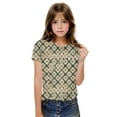 thumbnail image 4 of Atogsazn Children's Girl Floral Tshirt Kids Casual Flowy Short Sleeve T-shirt Summer Clothes Top for Girls Green 11-12 Years, 4 of 6