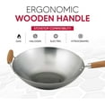 thumbnail image 3 of 14-Inch Carbon Steel Wok with Bamboo Handle for Stir Frying, Stewing & More, 3 of 7