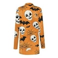 thumbnail image 4 of Kilaqueen Womens Fashion Halloween Long Sleeve Cardigan Fall Loose Fit Open Front Cardigan Pumpkin Print Medium Length Coat Outerwear, 4 of 6