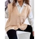 thumbnail image 4 of Chaleco de Punto Sin Mangas para Mujer, con Cuello en V, Botones, Informal, Holgado, para Otoño e Invierno. Albaricoque Talla Única, 4 of 10