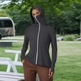 thumbnail image 2 of Alun Womens Upf 50+ Full Zipper Fishing Hoodie Shirt with Facial Occlusion and Thumb Holes Design Lightweight Pure Slim Fit Long Sleeve Hooded Tops with Pockets 2—Black S, 2 of 8