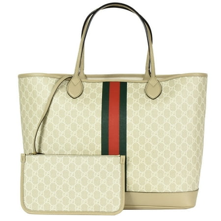 Pre-Owned GUCCI Ophidia Large Tote Bag GG Supreme Canvas Leather 726755 FABKZ Beige (Like New)