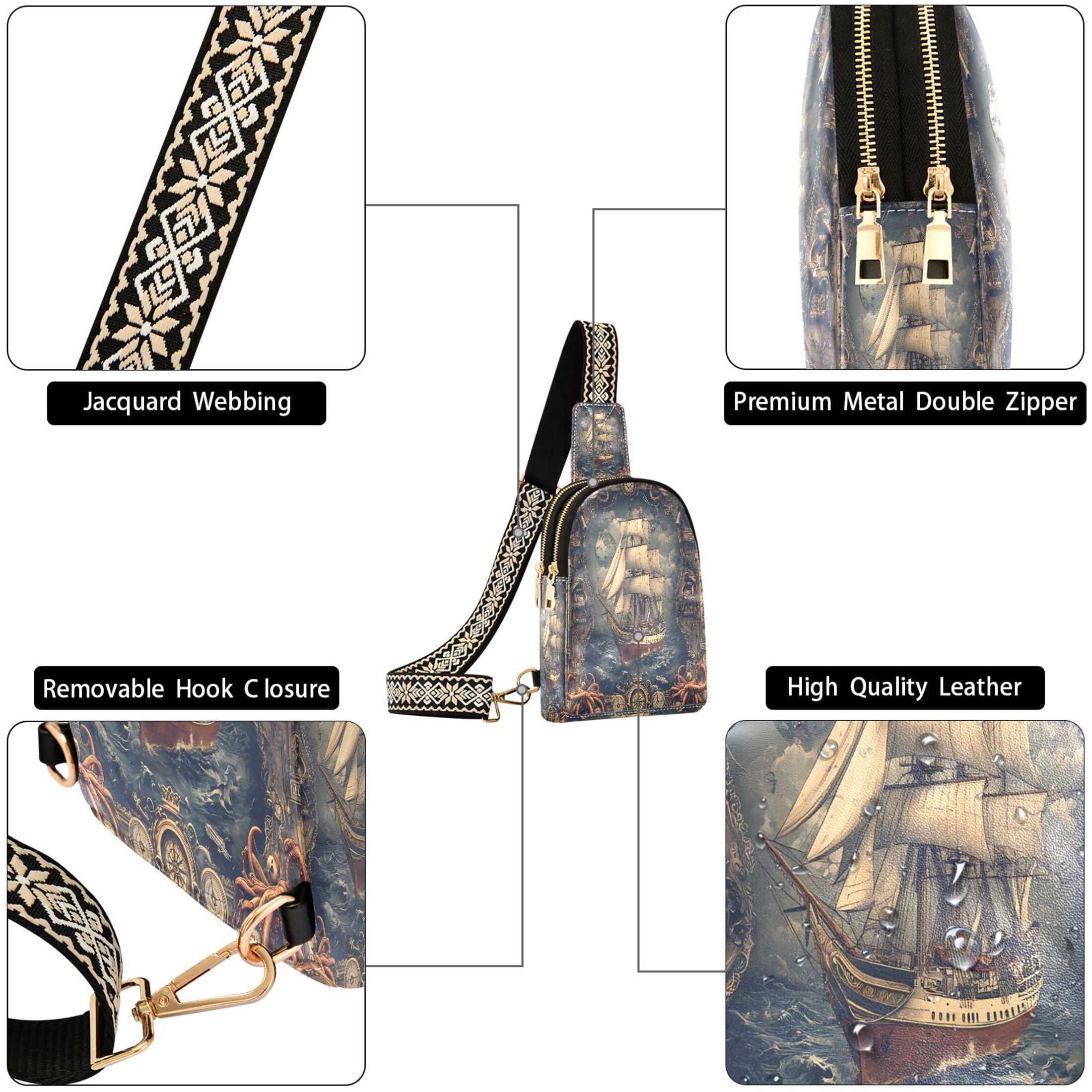 ALAZA Vintage Sailboat Sling Bag for Women Men Waterproof Crossbody Chest Bags