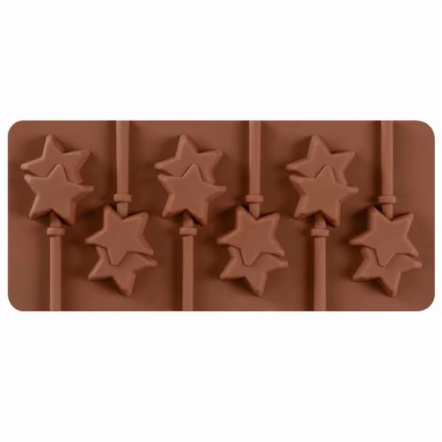 Molde for paletas de silicona con estrella de cinco puntas doble de 6 compartimentos, herramienta creativa for hornear chocolate