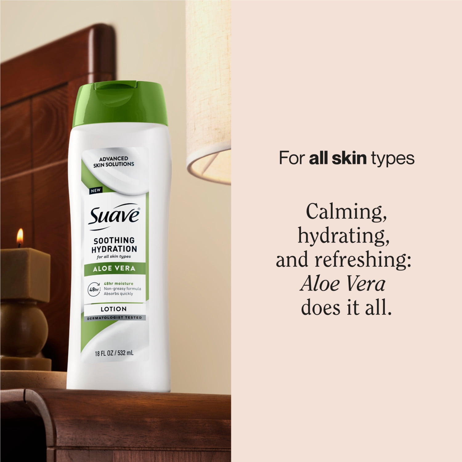 Suave Soothing Hydration Hand & Body Lotion For Women With Aloe Vera For Dry Skin 18 FL OZ