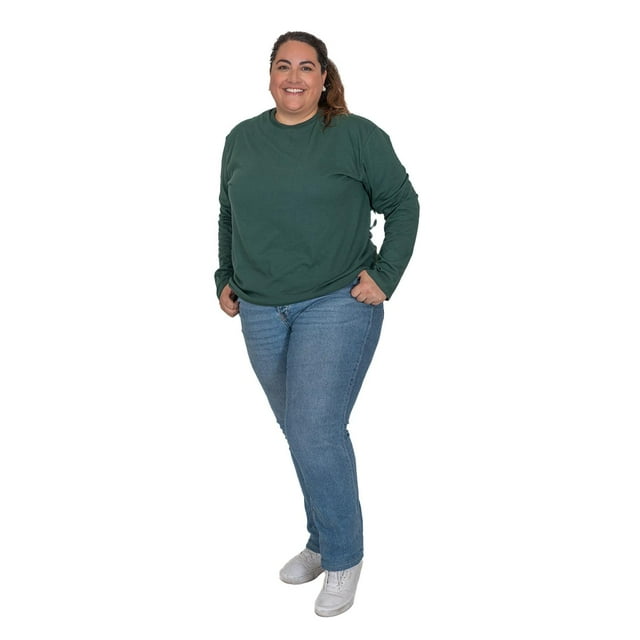 Playera Manga Larga Cuello Redondo Tallas Extras Plus size verde claro XL LOVE MY FIT playera manga larga