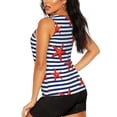 thumbnail image 3 of Fotbe Starfish Navy Blue Stripe Blusas Sin Mangas para Mujer – Estilo Casual, Corte Suelto, Slim-Fit, Cuello Redondo Deportivo, Tops de Verano para Gimnasio y Yoga-Medium, 3 of 7