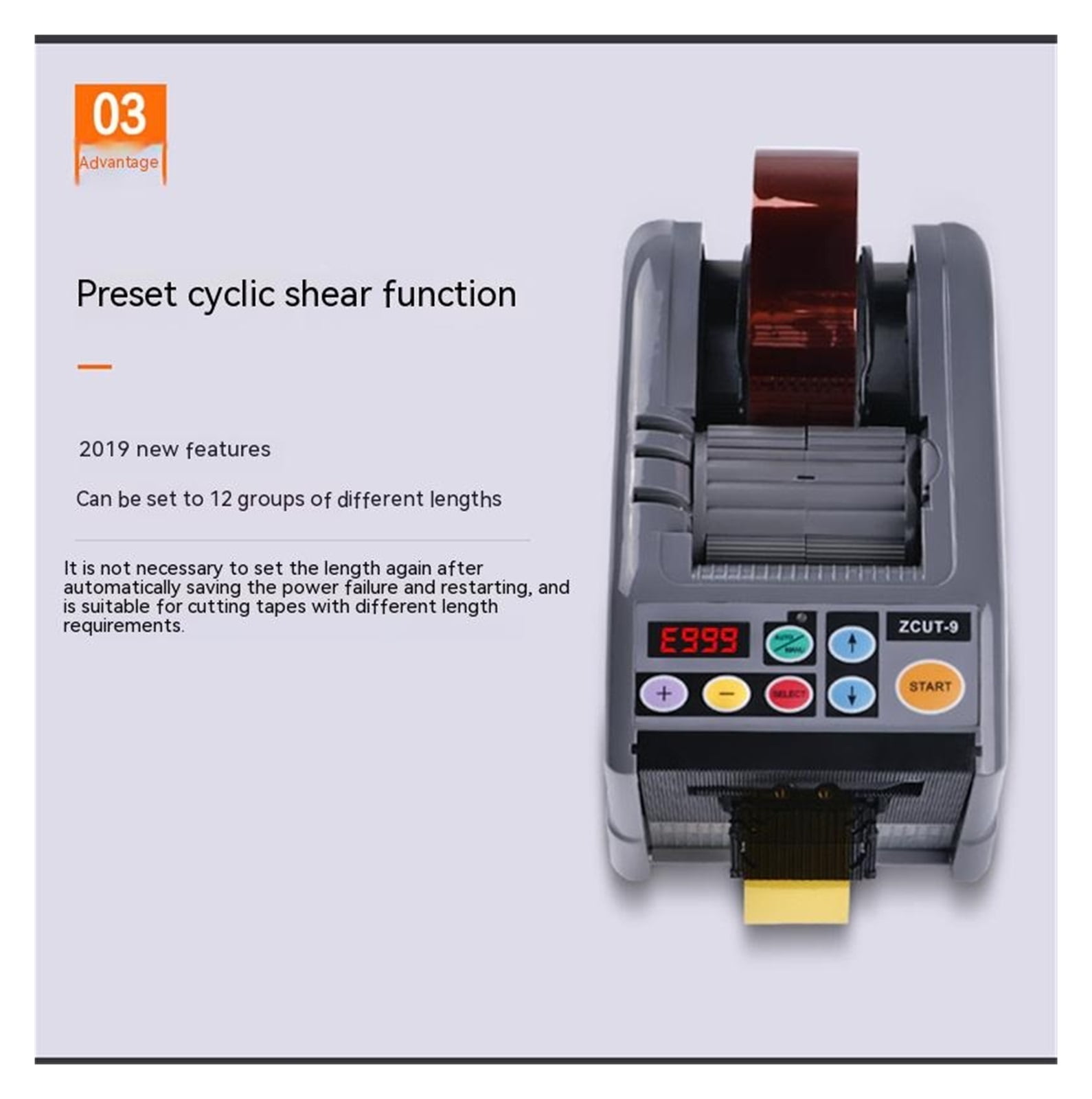 Automatic Electric Tape Dispenser, Adhesive Cutter Packaging Transparent Adhesive Paper Electrical Tape Cutting Machine ,Enhanced Safety
