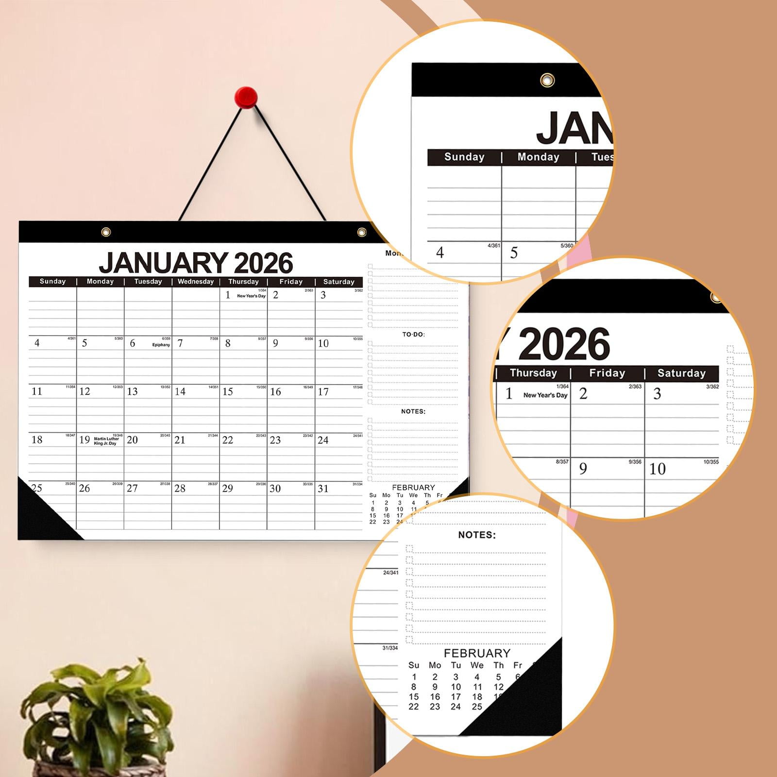 2026-2027 Desk Calendar 18 Months Planner with Notes Section and Goals for Classroom Office Home Tabletop Scheduling