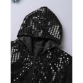 thumbnail image 4 of iiniim Kids Girls Boys Sequin Jazz Hip Hop Dance Performance Hooded Jacket Top with Pants and Hat Outfits Black 3-4, 4 of 7