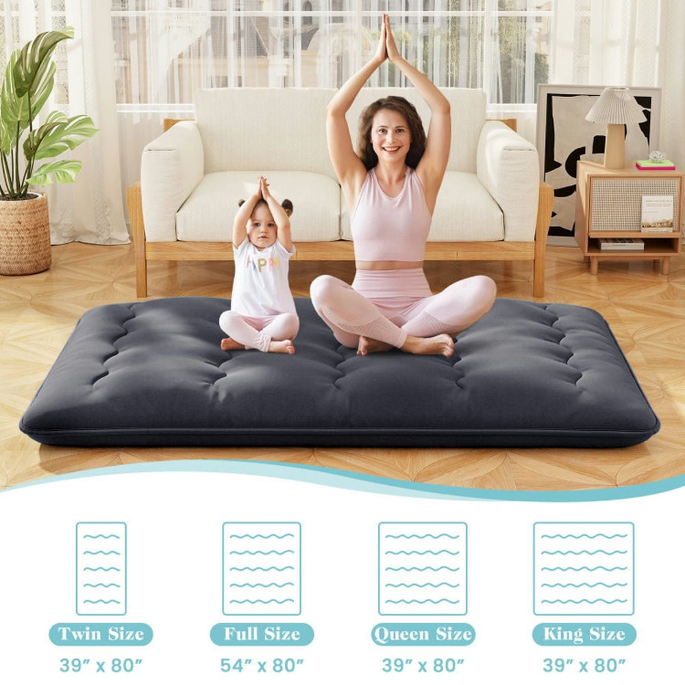 Yardi Yarda Mattress with Washable Cover and Foldable Mat, Floor Mattress for Indoor, Full Size, Black
