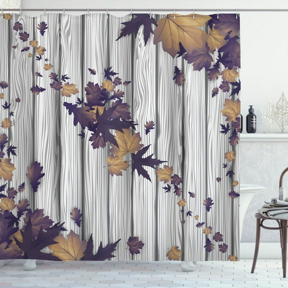 Ambesonne Autumn Shower Curtain, Fall Art Maple Leaves Print, 69"Wx70"L, Dark Purple